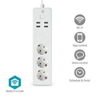 Nedis SmartLife Power Strip | Wi-Fi | 3x Plug with earth contact (CEE 7/3) / 4x USB | 16 A | 3680 W | 1.80 m | -10 - 40 ?øC | Androidƒ?› / IOS | White