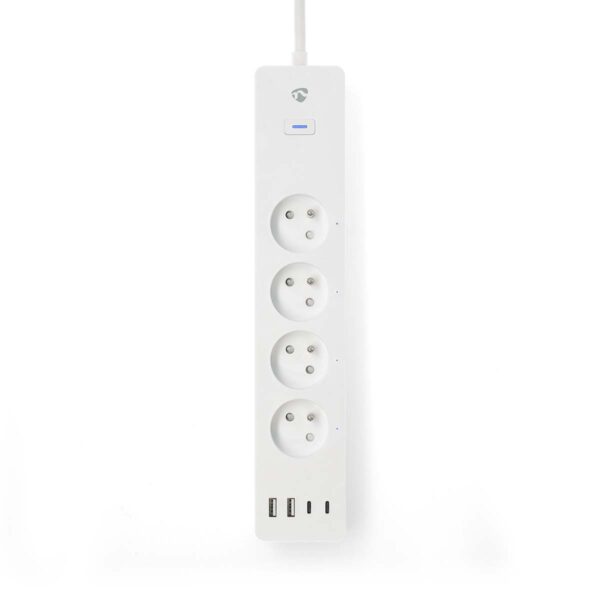 Nedis SmartLife Power Strip | Wi-Fi | 2x USB-A / 2x USB-Cƒ?› / 4x plug with earth contact (CEE 7/5) | 16 A | 3680 W | 2.00 m | 0 - 55 ?øC | Androidƒ?› / IOS | White - Image 3