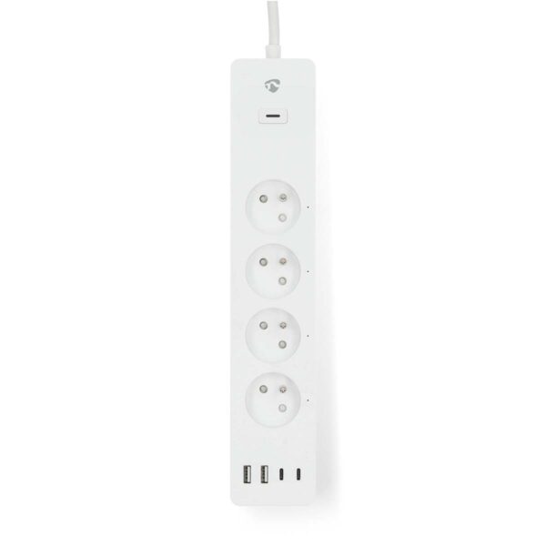 Nedis SmartLife Power Strip | Wi-Fi | 2x USB-A / 2x USB-Cƒ?› / 4x plug with earth contact (CEE 7/5) | 16 A | 3680 W | 2.00 m | 0 - 55 ?øC | Androidƒ?› / IOS | White - Image 4