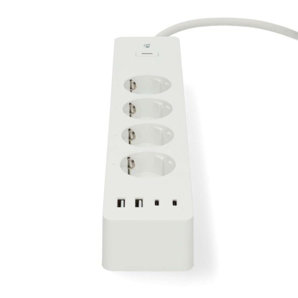 Nedis SmartLife Power Strip | Wi-Fi | 2x USB-A / 2x USB-Cƒ?› / 4x plug with earth contact (CEE 7/3) | 16 A | 3680 W | 2.00 m | 0 - 55 ?øC | Androidƒ?› / IOS | White - Image 2