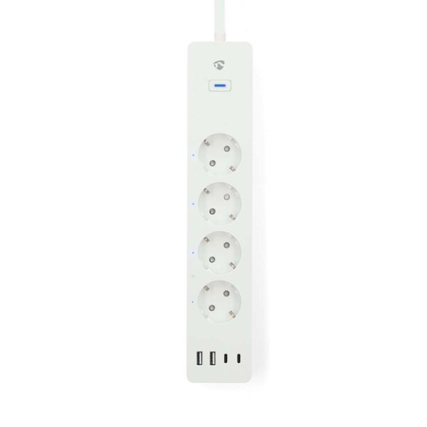 Nedis SmartLife Power Strip | Wi-Fi | 2x USB-A / 2x USB-Cƒ?› / 4x plug with earth contact (CEE 7/3) | 16 A | 3680 W | 2.00 m | 0 - 55 ?øC | Androidƒ?› / IOS | White - Image 3