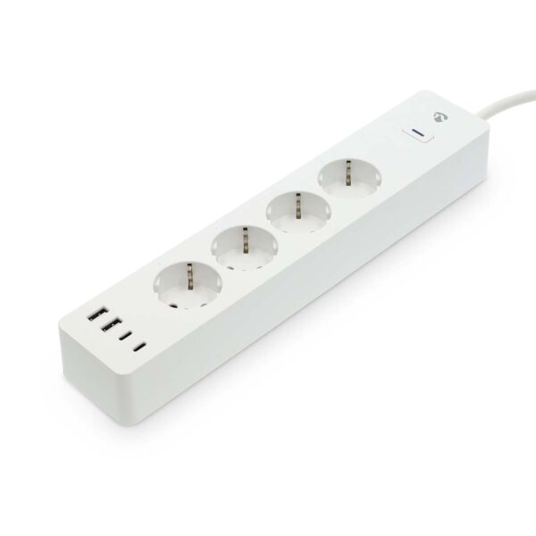 Nedis SmartLife Power Strip | Wi-Fi | 2x USB-A / 2x USB-Cƒ?› / 4x plug with earth contact (CEE 7/3) | 16 A | 3680 W | 2.00 m | 0 - 55 ?øC | Androidƒ?› / IOS | White - Image 4