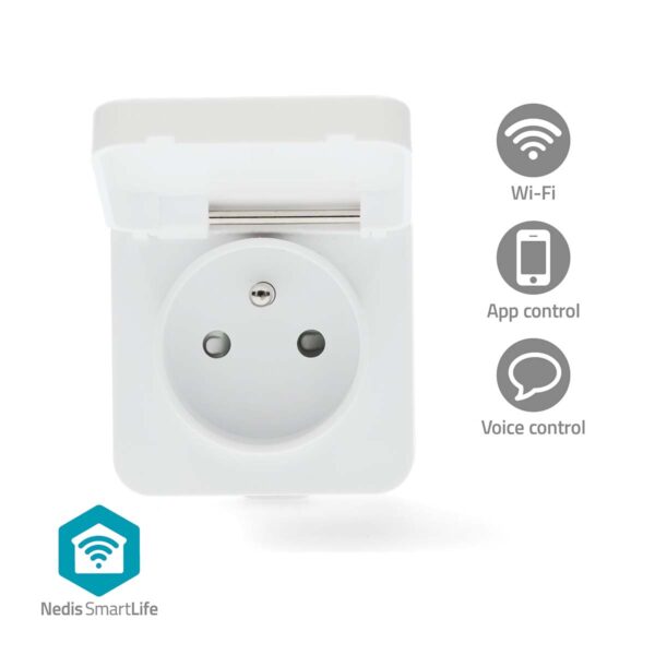 Nedis SmartLife Smart Plug | Wi-Fi | IP44 | Power meter | 3680 W | Type E (CEE 7/6) | -25 - 55 ?øC | Androidƒ?› / IOS | Grey / White | 1 pcs