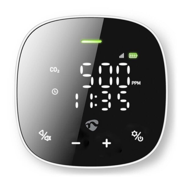 Nedis SmartLife Air Quality Monitor | Wi-Fi | Including display | Carbon Dioxide (CO2) / Humidity / Temperature | Androidƒ?› / IOS | Black / White - Image 2