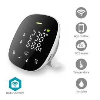 Nedis SmartLife Air Quality Monitor | Wi-Fi | Including display | Carbon Dioxide (CO2) / Humidity / Temperature | Androidƒ?› / IOS | Black / White