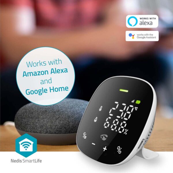 Nedis SmartLife Air Quality Monitor | Wi-Fi | Including display | Carbon Dioxide (CO2) / Humidity / Temperature | Androidƒ?› / IOS | Black / White - Image 9