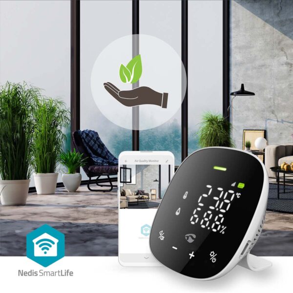 Nedis SmartLife Air Quality Monitor | Wi-Fi | Including display | Carbon Dioxide (CO2) / Humidity / Temperature | Androidƒ?› / IOS | Black / White - Image 8