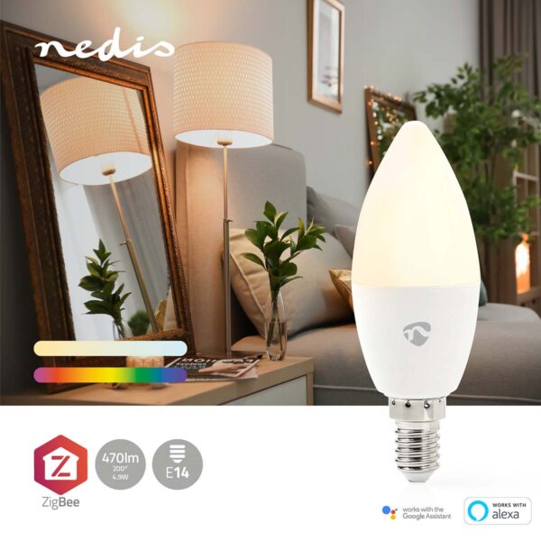 Nedis SmartLife Full Colour LED Bulb | Zigbee 3.0 | E14 | 470 lm | 4.9 W | RGB / Warm to Cool White | 220mm0 - 6500 K | Androidƒ?› / IOS | Candle | 1 pcs - Image 4