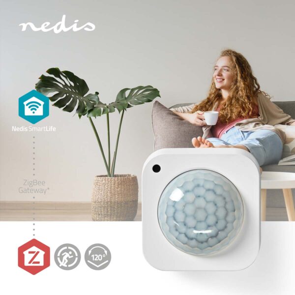 Nedis SmartLife Motion Sensor | Zigbee 3.0 | Battery Powered / USB Powered | Detector angle: 100 ?ø | Detector range: 7 m | Max. battery life: 24 Months | White - Image 6