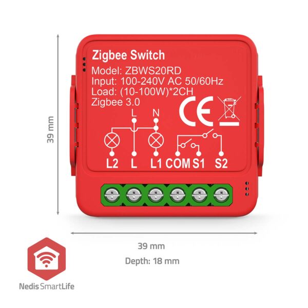 Nedis SmartLife Power Switch | Zigbee 3.0 | 2x100 W | Terminal Connection | App available for: Android / IOS - Image 5