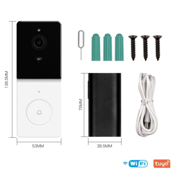 Pemsmart Tuya Smart WiFi Video Doorbell Camera, 1080p HD Wireless Doorbell with 5000mAh Battery, PIR Motion Detection, Alexa Compatible, IP65 Waterproof, Night Vision & Two-Way Talk - Image 8