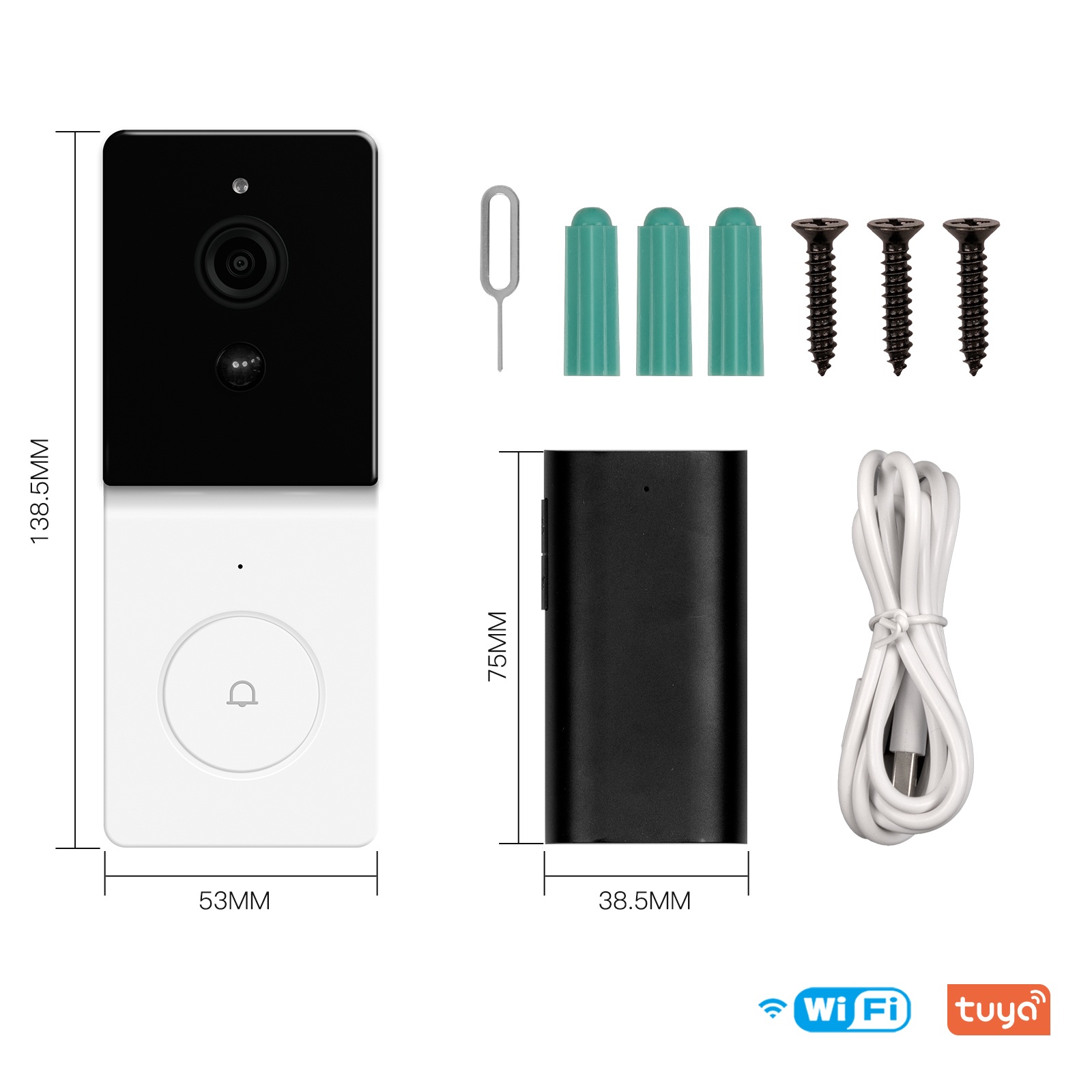 Pemsmart Tuya Smart WiFi Video Doorbell Camera, 1080p HD Wireless Doorbell with 5000mAh Battery, PIR Motion Detection, Alexa Compatible, IP65 Waterproof, Night Vision & Two-Way Talk - Image 8
