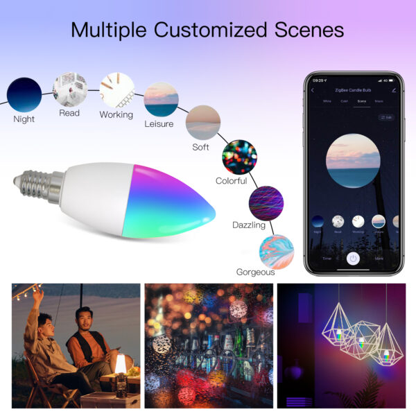 ZigBee Smart E14 Candle LED Light Candle Bulb 5W RGBCCT 2200-6500K Alexa Google Voice Control - Image 5