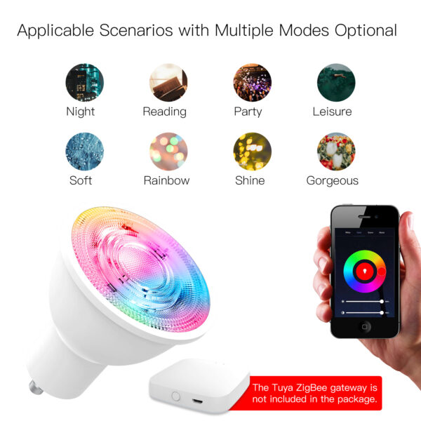 ZigBee GU10 Smart Sync Full Color LED Dimmable Party Light Bulbs RGBCCT 2200-6500K C+W 5W - Image 7