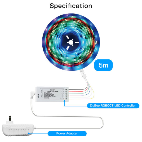 MOES ZigBee RGB Strip Light Multicolor LED Strip CCT LED Controller Plus Brightness Adjustable - Image 6