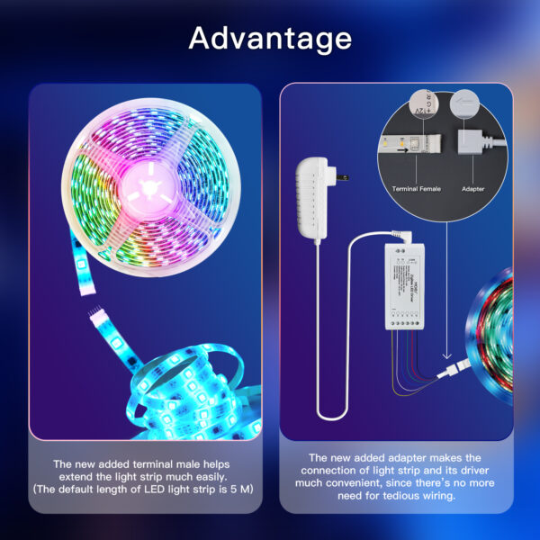 MOES ZigBee RGB Strip Light Multicolor LED Strip CCT LED Controller Plus Brightness Adjustable - Image 7