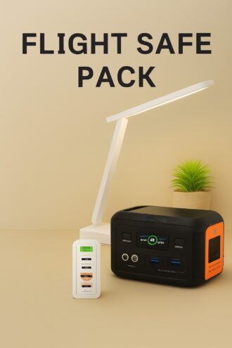 Flight Safe Travel Essentials - Pemsmart Q150 Portable Power Station 150W 30000mAh/99.84Wh I 5 Port Plug I Desk Lamp I Portable mobile socket, integration I Solar Energy and DC15V Charging Input