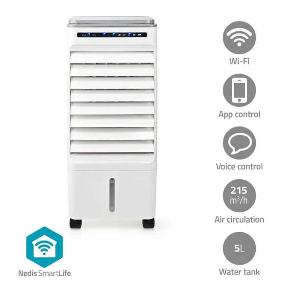 Nedis SmartLife Mobile Air Cooler | Watertank capacity: 5 l | 3-Speed | 215 m³/h | Oscillation | Remote control | Shut-off timer | Ionizing function - Image 5
