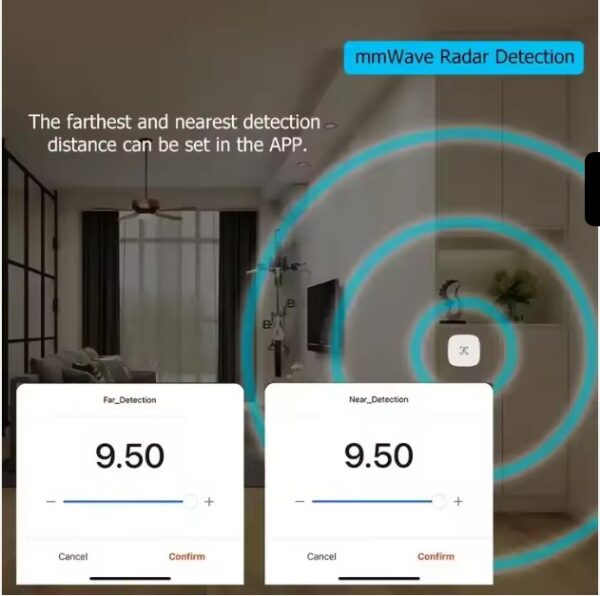 Pemsmart Tuya Smart WiFi Zigbee Breathing Presence Sensor | Smart wall-mounted radar sensor detects human presence, motion, and breathing with 24GHz precision - Image 4