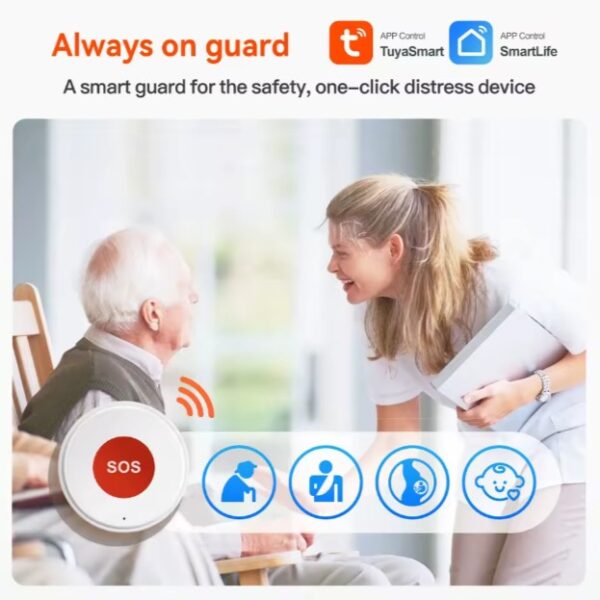 Pemsmart Tuya Smart WiFi & Zigbee SOS Panic Button — Elderly Emergency Alarm System