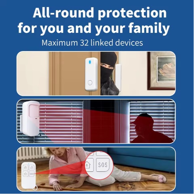 IOT 2 in 1 Pemsmart Home Alarm Security System Camera With Door/Window Sensor,Remote Control SOS Motion Detector - Image 2