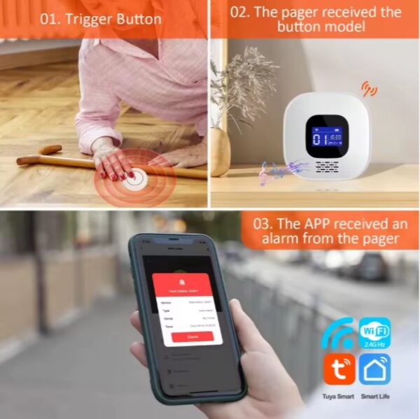 Pemsmart Tuya WiFi Emergency SOS Alarm System for Elderly – Caregiver Pager with RF433MHz (PST-CF206) - Image 5