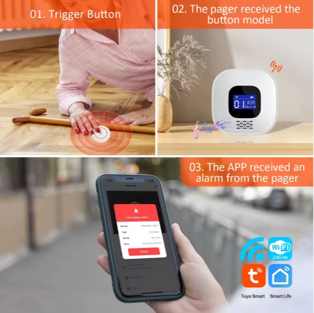 Pemsmart Tuya WiFi Emergency SOS Alarm System for Elderly – Caregiver Pager with RF433MHz (PST-CF206) - Image 5