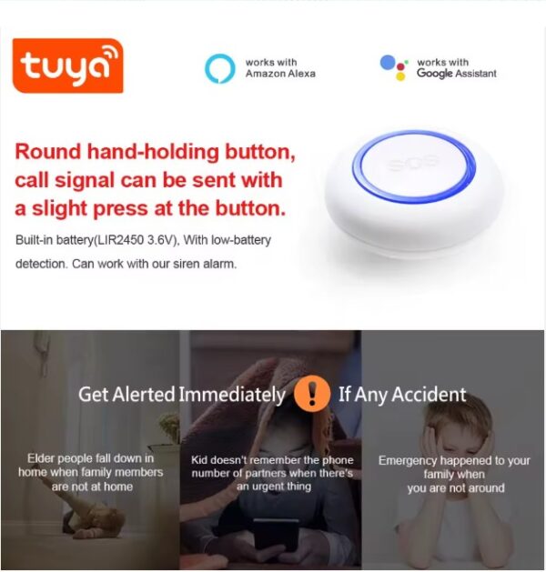Pemsmart Tuya WiFi Smart SOS Emergency Panic Button with RF433MHz – Safety & Peace of Mind for the Elderly, Kids, and Families - Image 6