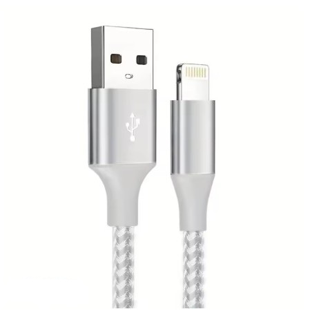 1M USB-A to Lightning MFi Certified Fast Charging Cable – Durable Grey Braided Design for iPhone & iPad