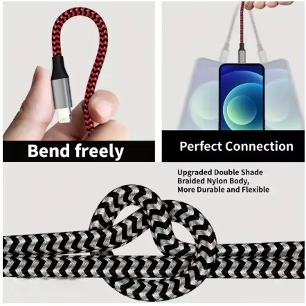 1M USB-A to Lightning MFi Certified Fast Charging Cable – Durable Grey Braided Design for iPhone & iPad - Image 4