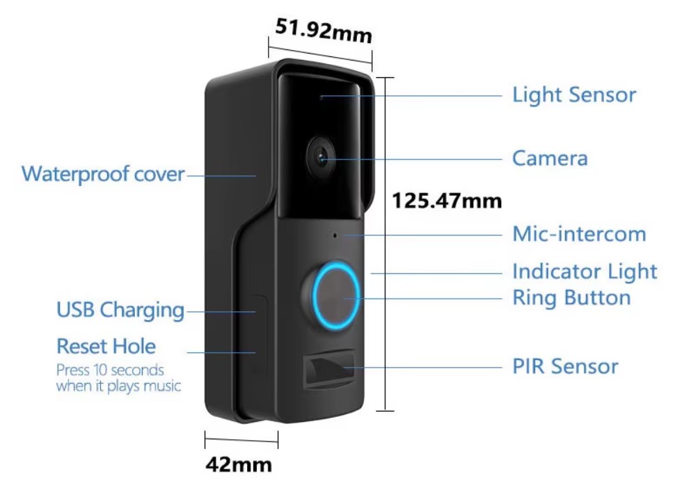 1080P Wireless Video Doorbell With Night Vision Light Chime Battery Tuya Smart DoorBell Camera Waterproof Work With Alexa Google - Image 4