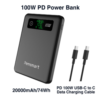 Pemsmart PD-100LS 100W Power Bank 20000mAh (74Wh) – Flight Safe USB-C Fast Charging Portable Laptop Charger
